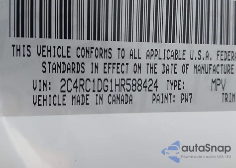 2017 Chrysler Pacifica Touring из США, поврежденный, VIN 2C4RC1DG1HR588424